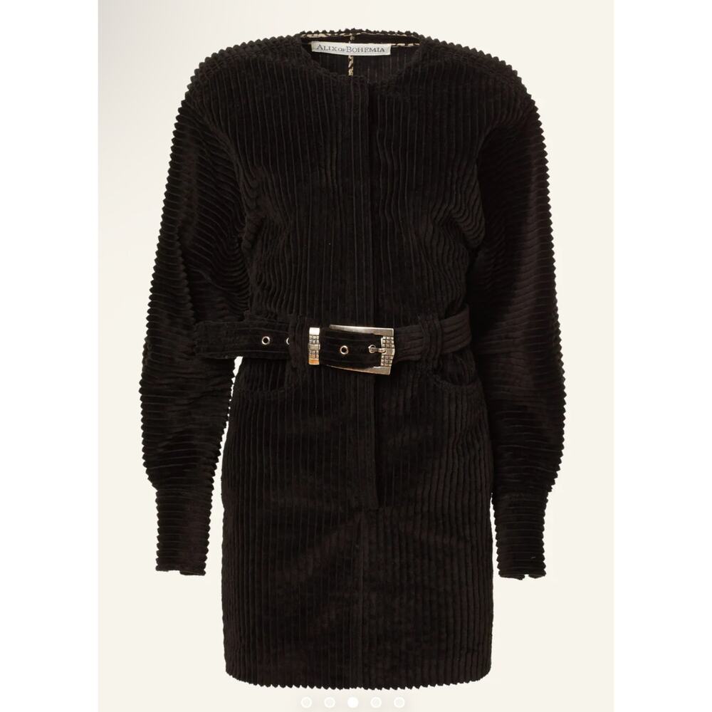 NWT Alix of Bohemia Laurent Licorice Corduroy Western Festival Belted Dress XS